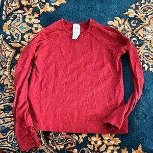 Athleta Girl Red Sparkle Athletic Shirt with Thumb Holes Sz M 8-10